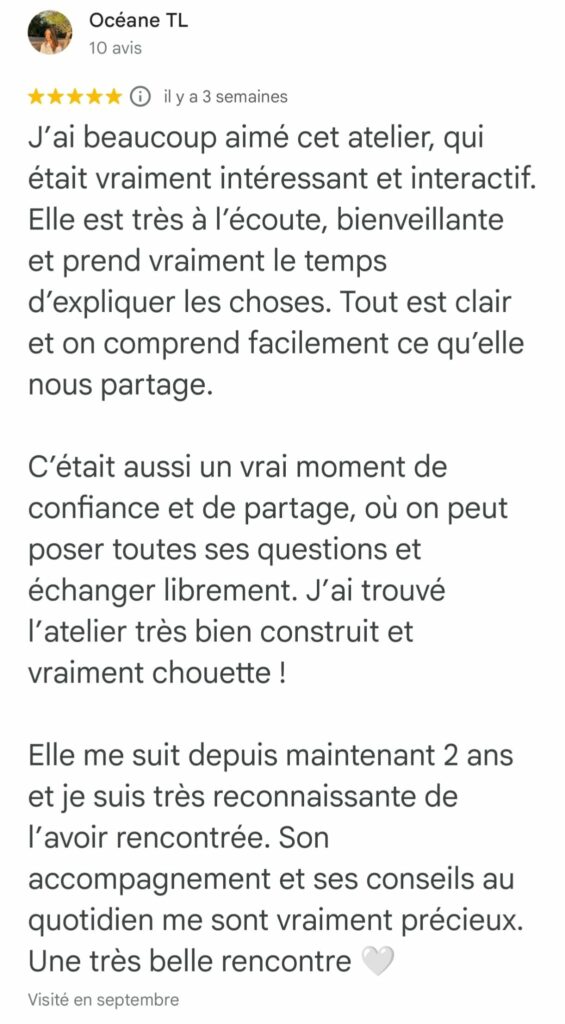 avis pour l'atelier d'observation du cycle féminin